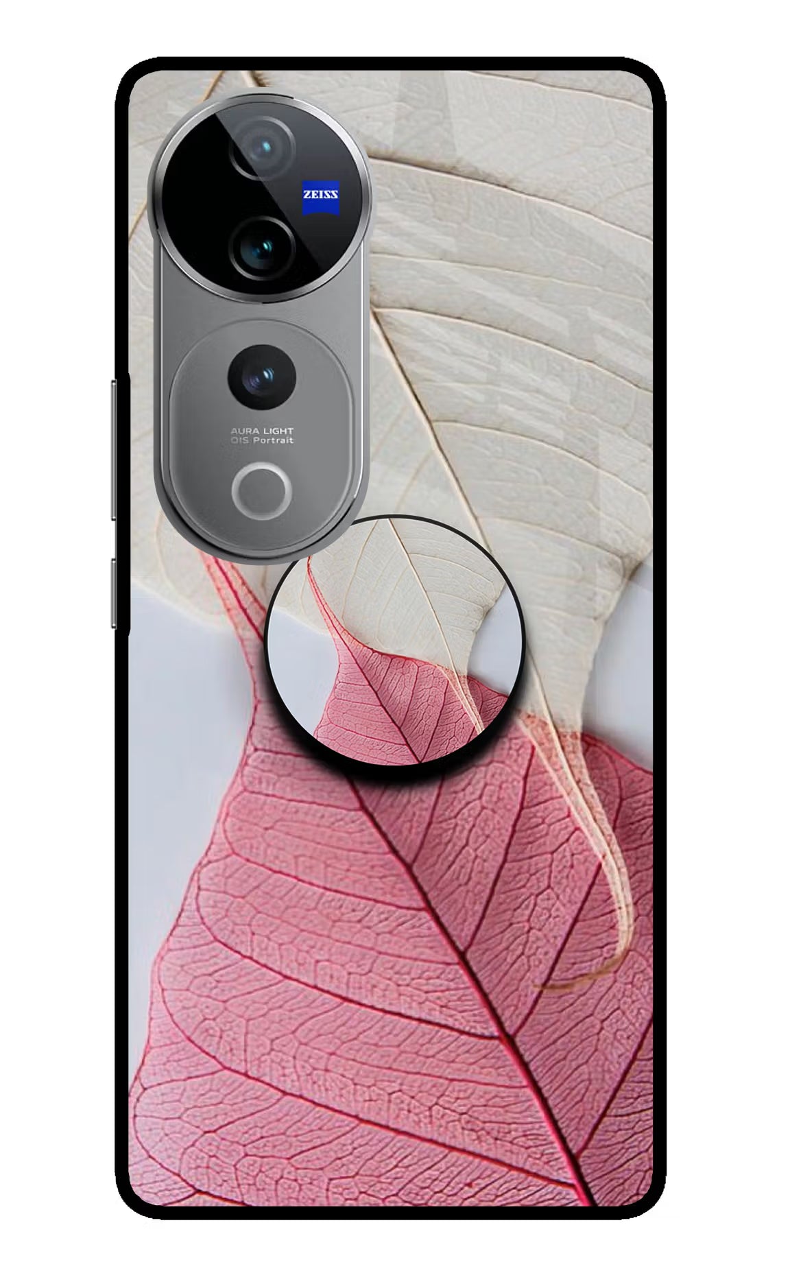White Pink Leaf Vivo V40 Pro 5G Pop Case by Casekaro