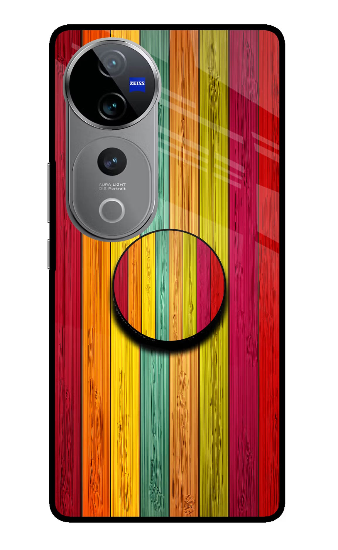 Multicolor Wooden Vivo V40 Pro 5G Pop Case by Casekaro