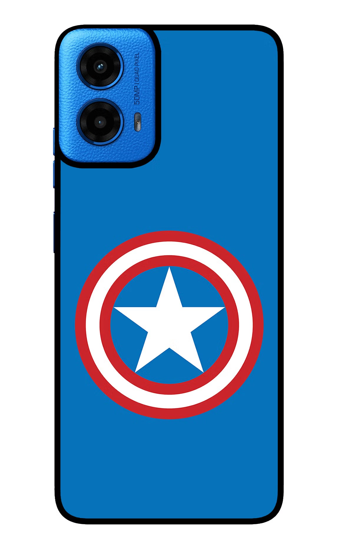 Captain America Logo Moto G45 Glass Case Back Cover by Casekaro