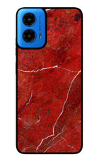 Red Marble Design Moto G45 Glass Case Back Cover by Casekaro