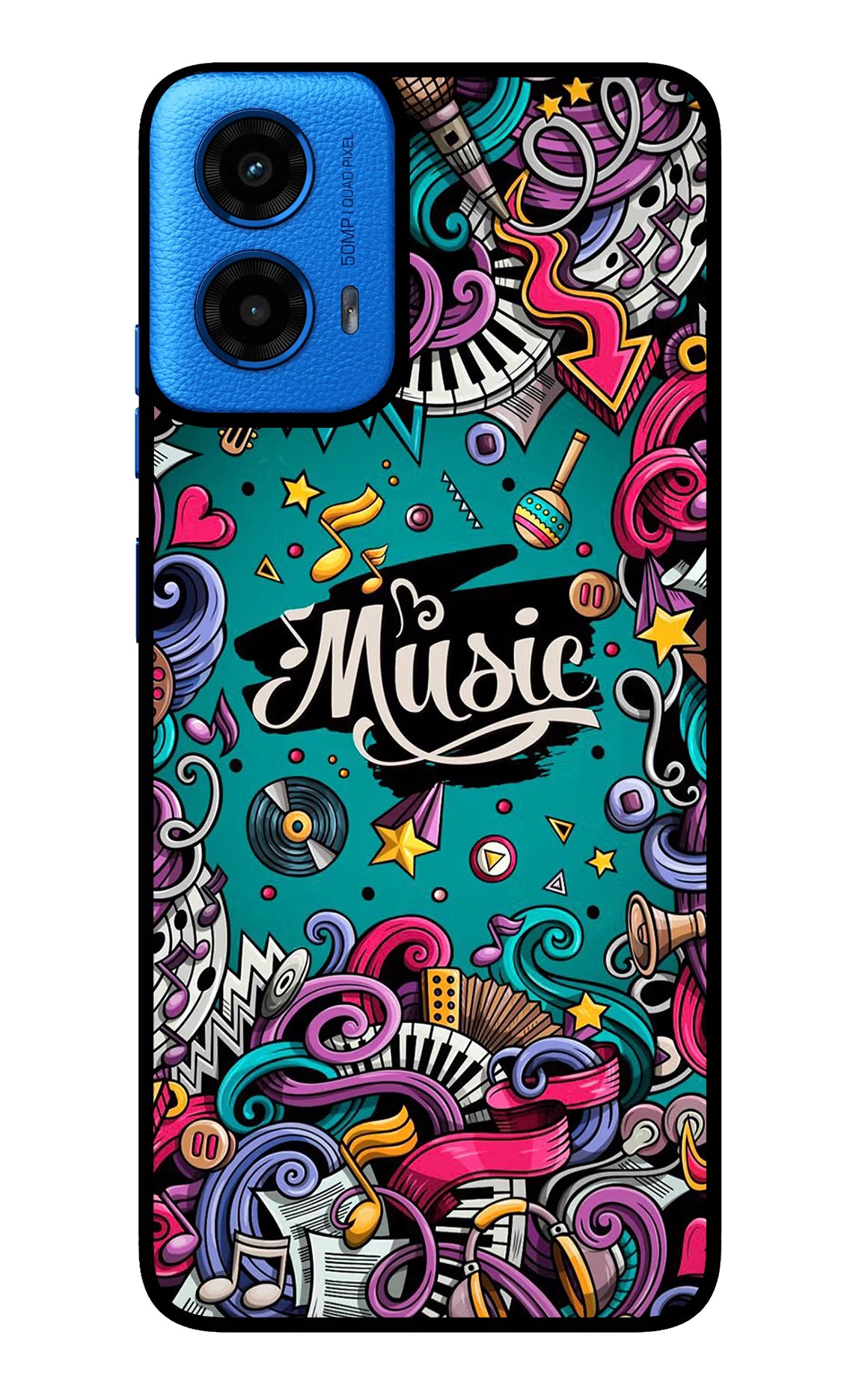 Music Graffiti Moto G45 Glass Case Back Cover by Casekaro