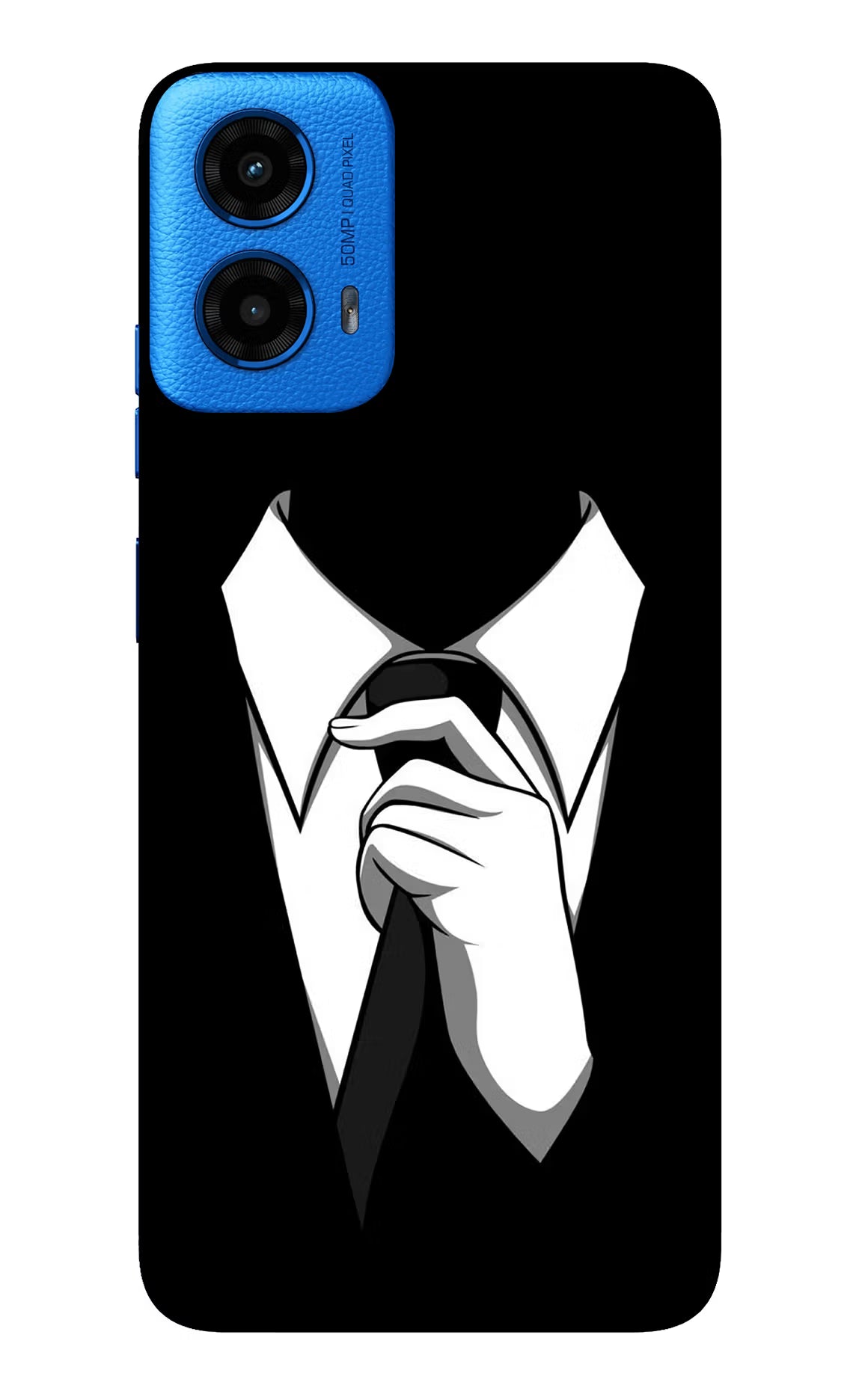Black Tie Moto G45 Glass Case Back Cover by Casekaro