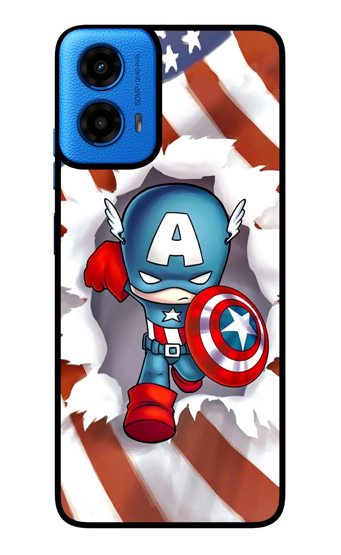 Captain America Moto G45 Glass Case Back Cover by Casekaro