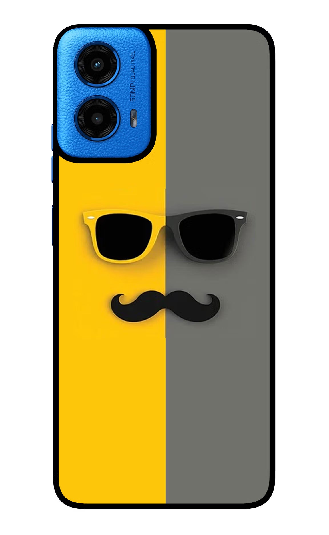 Sunglasses with Mustache Moto G45 Glass Case Back Cover by Casekaro