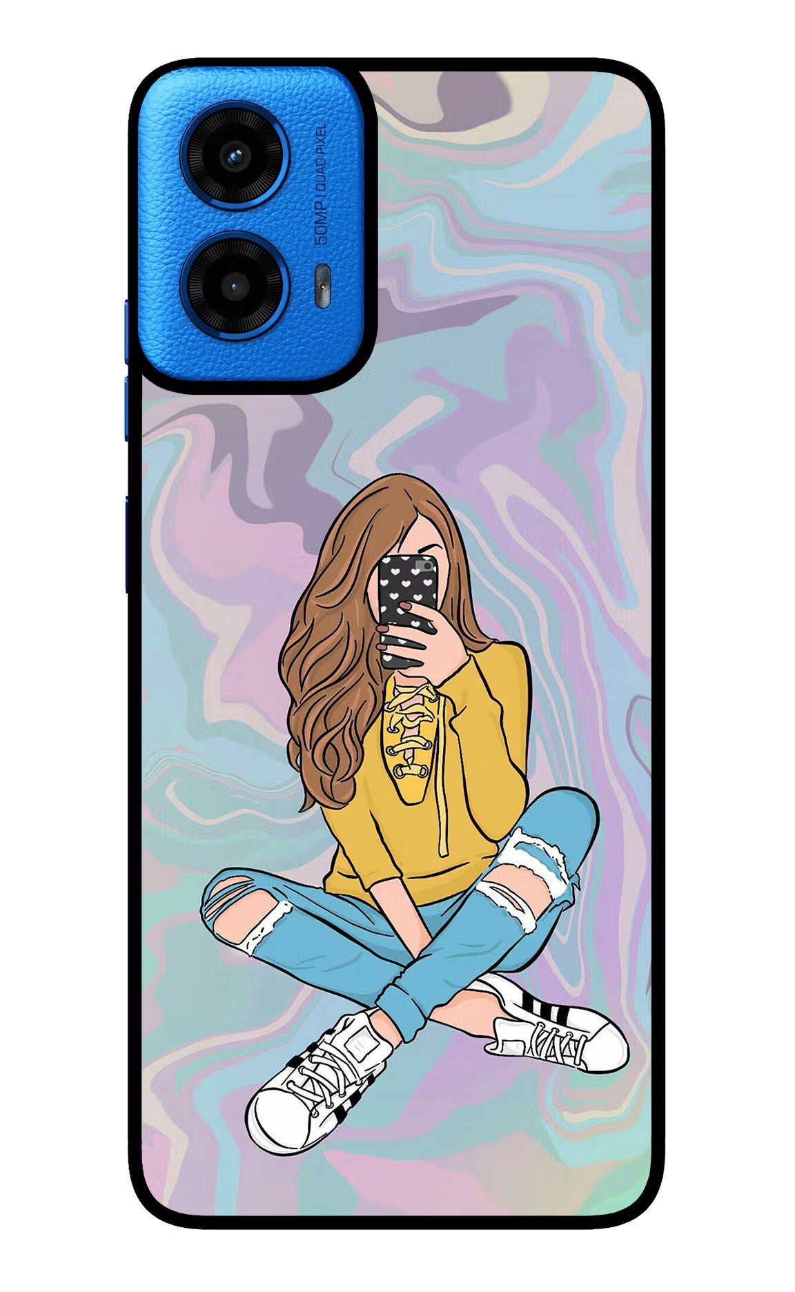 Selfie Girl Moto G45 Glass Case Back Cover by Casekaro