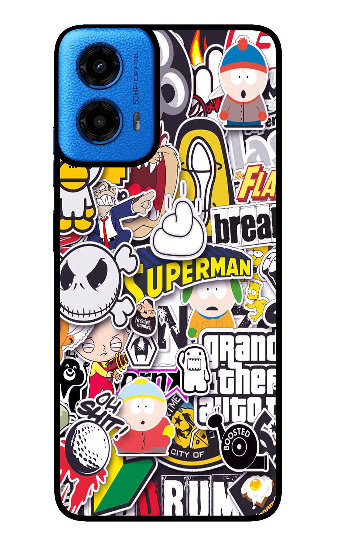 Sticker Bomb Moto G45 Glass Case Back Cover by Casekaro