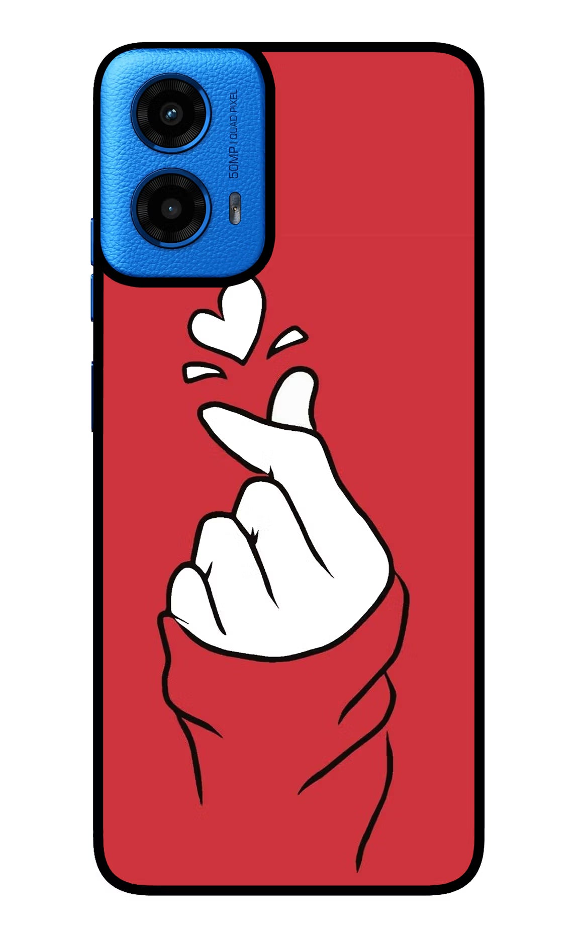 Korean Love Sign Moto G45 Glass Case Back Cover by Casekaro