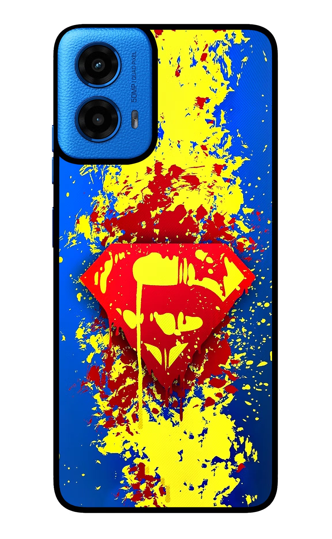 Superman logo Moto G45 Glass Case Back Cover by Casekaro