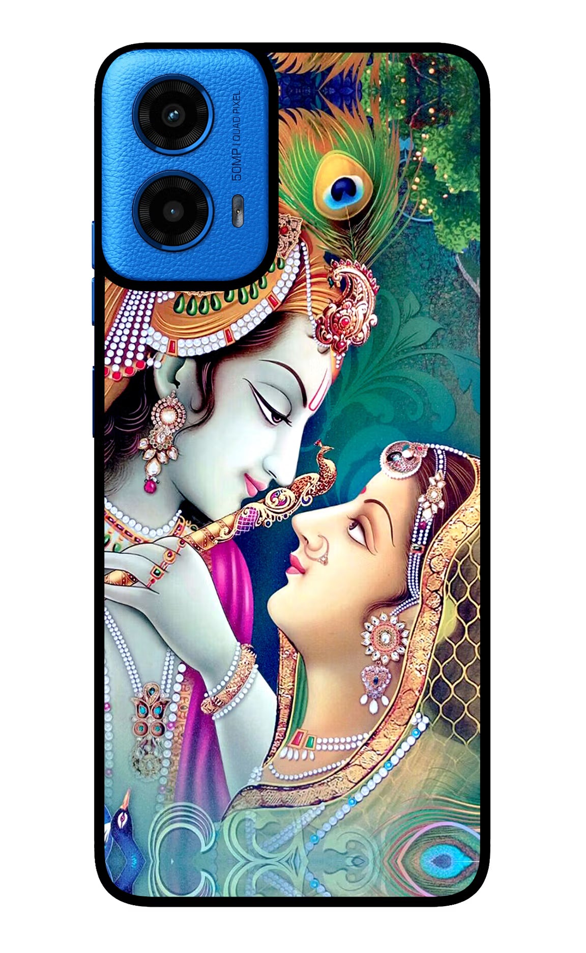 Lord Radha Krishna Moto G45 Glass Case Back Cover by Casekaro