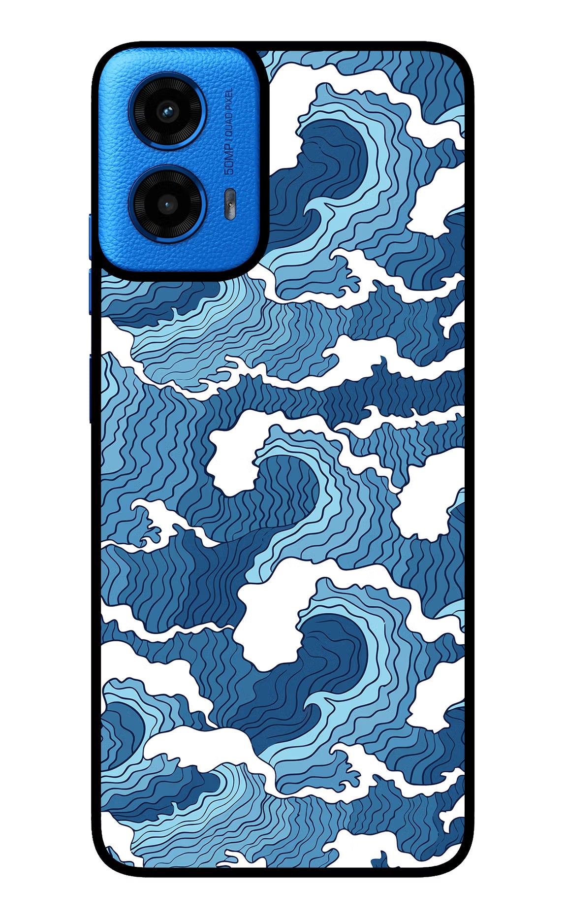 Blue Waves Moto G45 Glass Case Back Cover by Casekaro