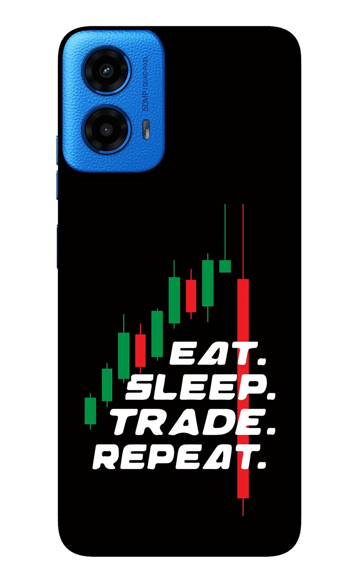 Eat Sleep Trade Repeat Moto G45 Glass Case Back Cover by Casekaro
