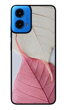 White Pink Leaf Moto G45 Glass Case Back Cover by Casekaro