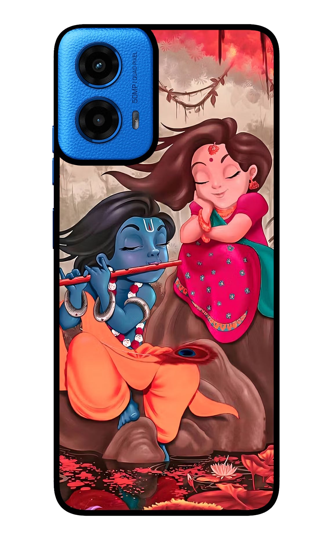Radhe Krishna Moto G45 Glass Case Back Cover by Casekaro