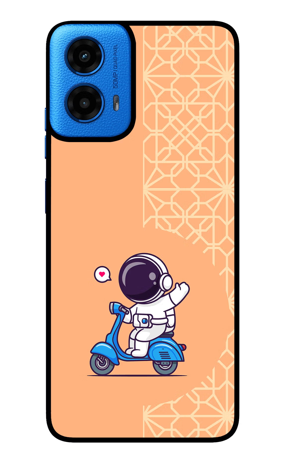 Cute Astronaut Riding Moto G45 Glass Case Back Cover by Casekaro