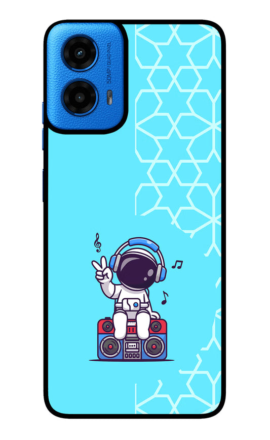 Cute Astronaut Chilling Moto G45 Glass Case