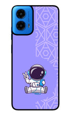 Cute Astronaut Chilling Moto G45 Glass Case Back Cover by Casekaro