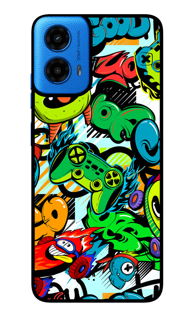 Game Doodle Moto G45 Glass Case Back Cover by Casekaro