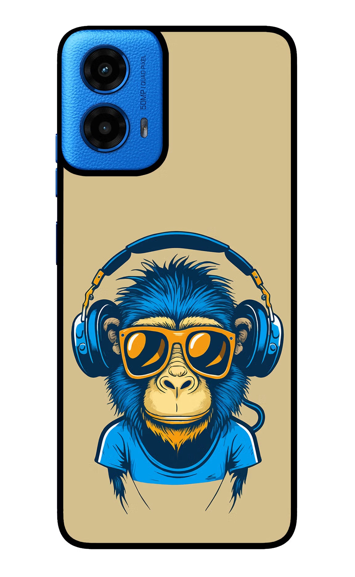 Monkey Headphone Moto G45 Glass Case Back Cover by Casekaro
