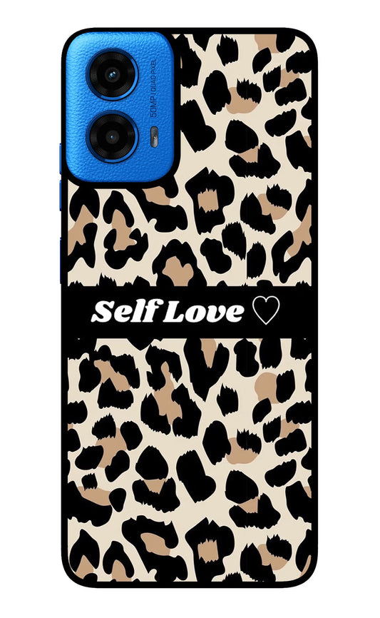 Leopard Print Self Love Moto G45 Glass Case