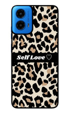 Leopard Print Self Love Moto G45 Glass Case Back Cover by Casekaro