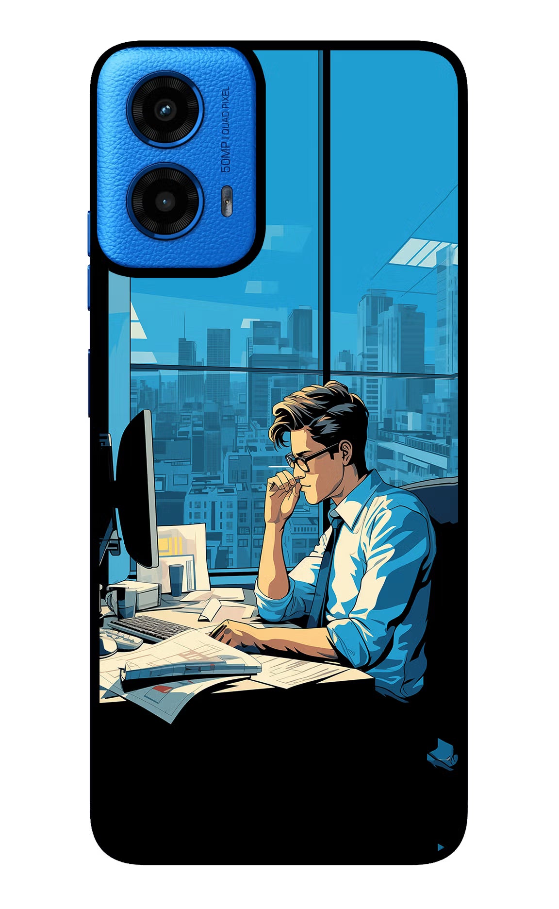 Focused Hustler (AI Generated) Moto G45 Glass Case Back Cover by Casekaro