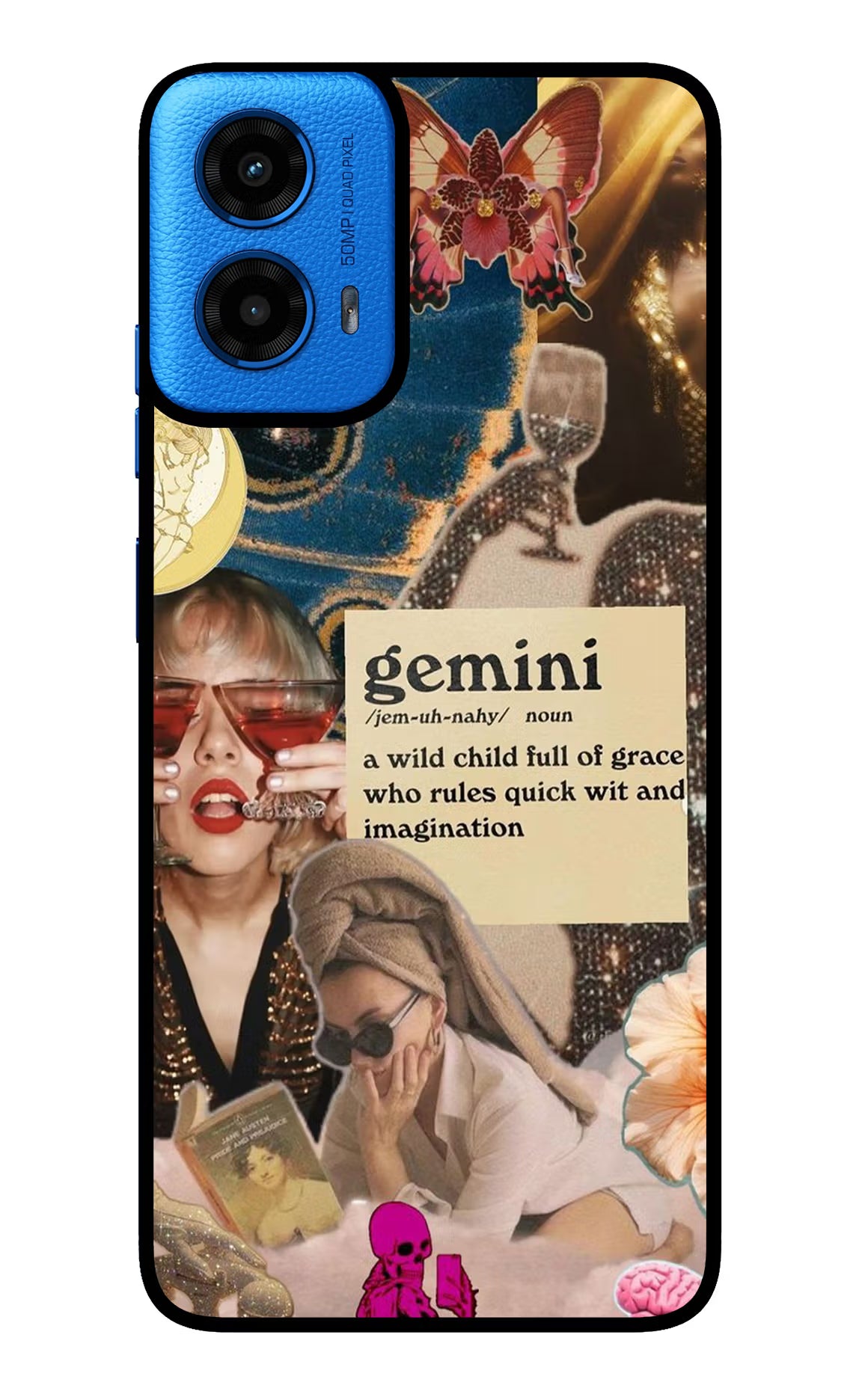 Gemini Zodiac Moto G45 Glass Case Back Cover by Casekaro