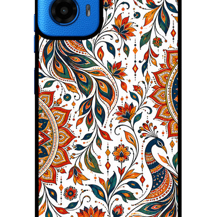 White Mayura Moto G45 Glass Case