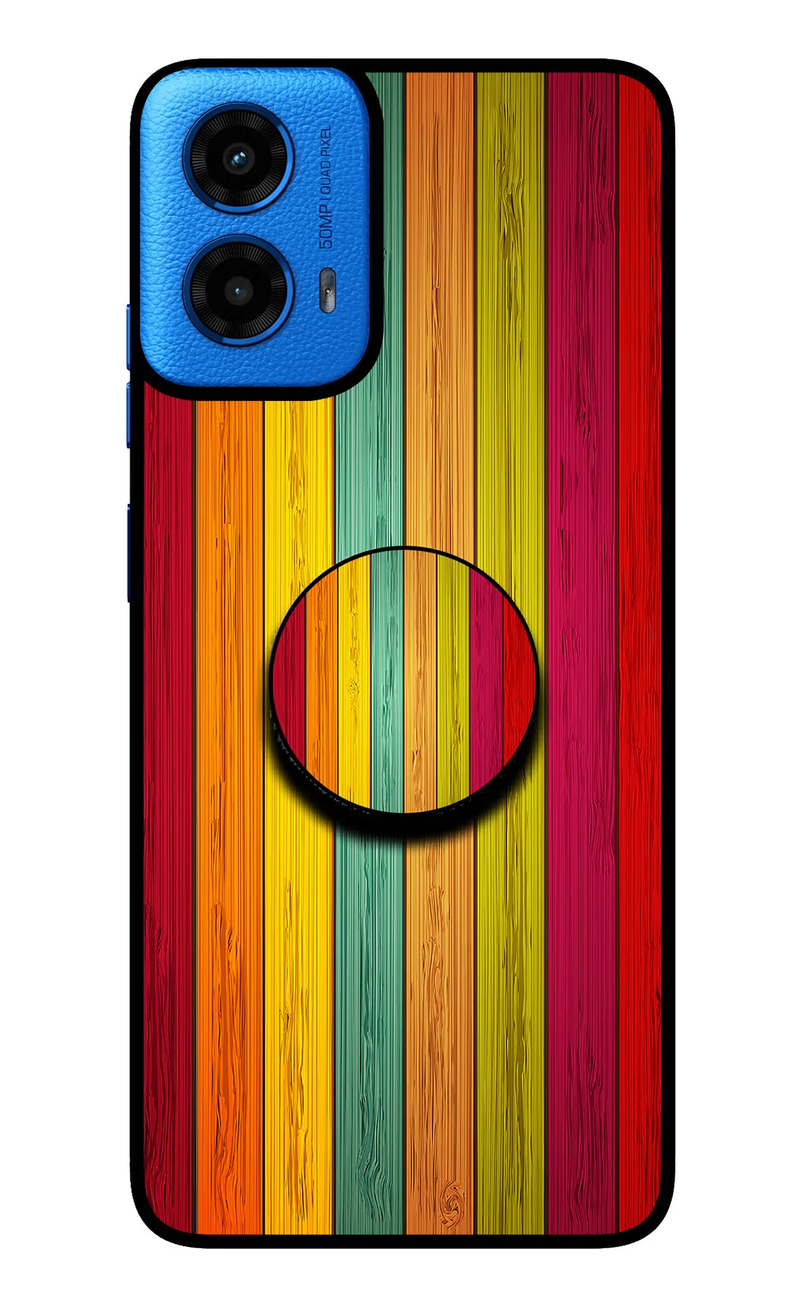 Multicolor Wooden Moto G45 Pop Case by Casekaro