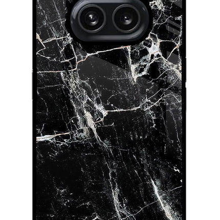 Black Marble Texture Nothing Phone 2A Plus Glass Case Back Cover by Casekaro