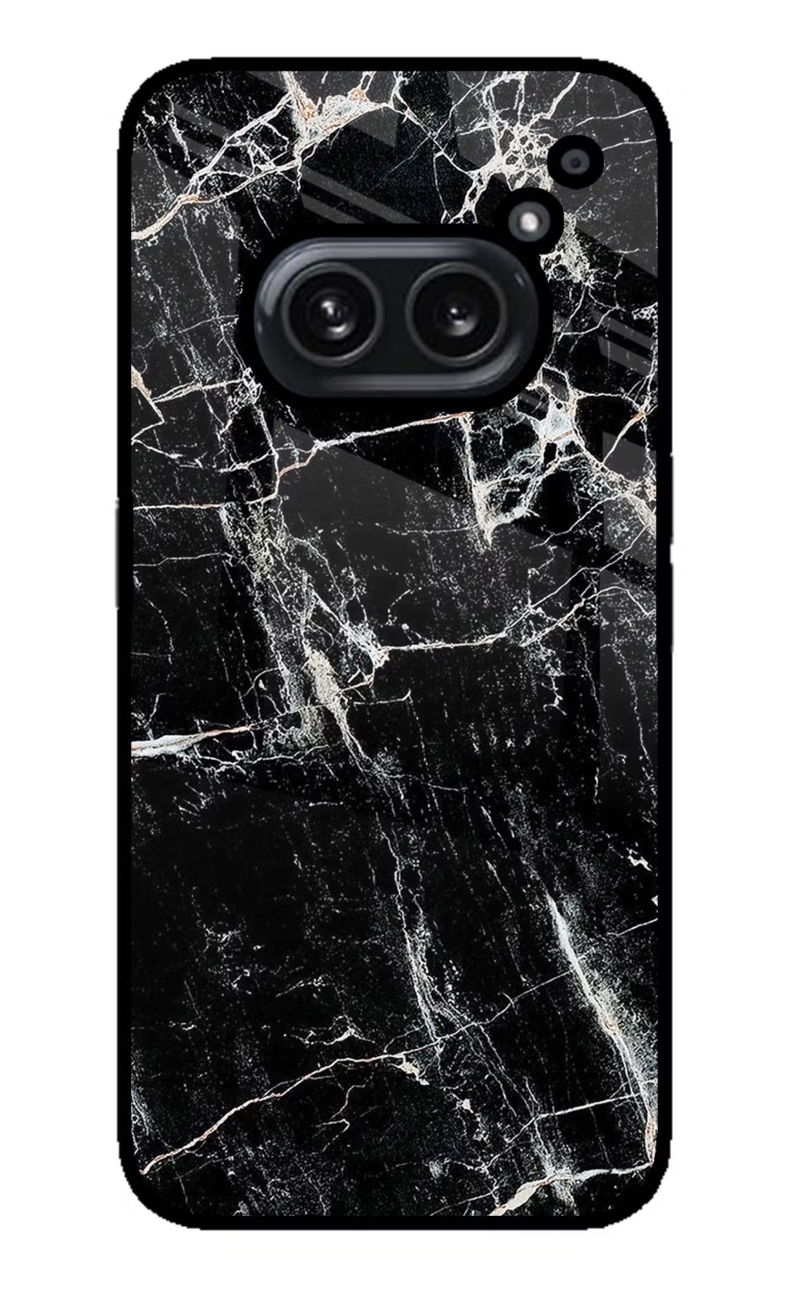 Black Marble Texture Nothing Phone 2A Plus Glass Case Back Cover by Casekaro