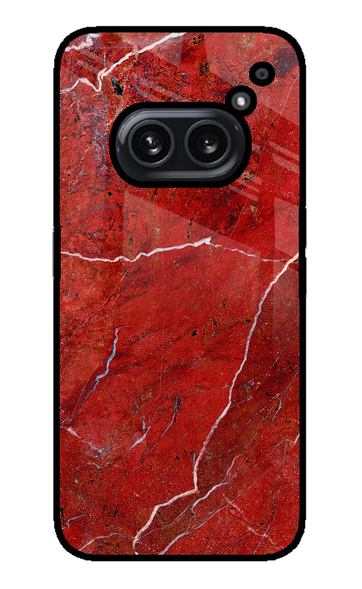 Red Marble Design Nothing Phone 2A Plus Glass Case Back Cover by Casekaro