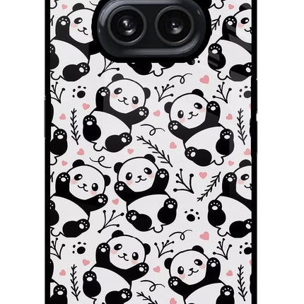 Cute Panda Nothing Phone 2A Plus Glass Case Back Cover by Casekaro