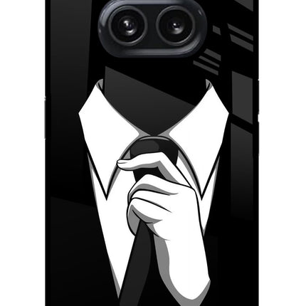 Black Tie Nothing Phone 2A Plus Glass Case Back Cover by Casekaro