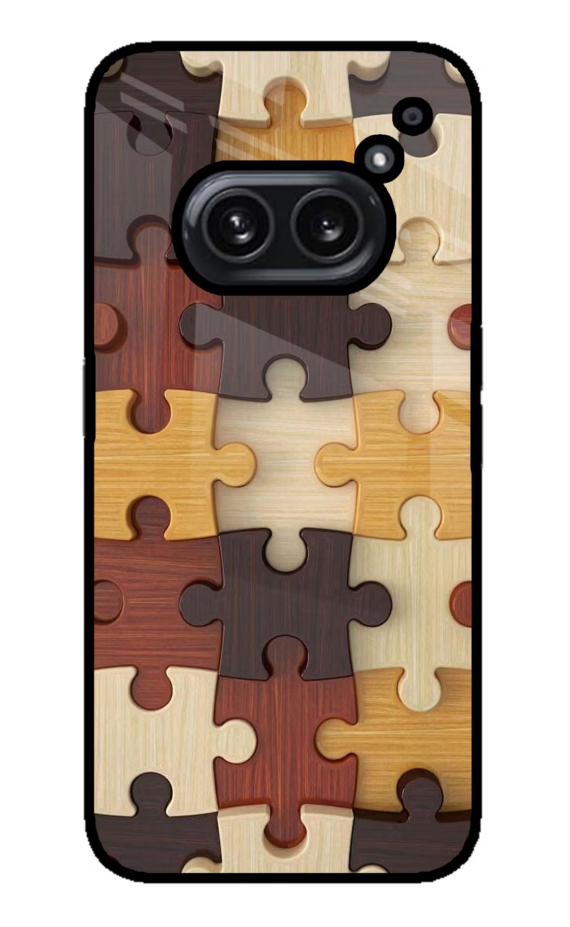 Wooden Puzzle Nothing Phone 2A Plus Glass Case Back Cover by Casekaro