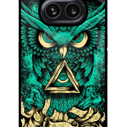 Green Owl Nothing Phone 2A Plus Glass Case