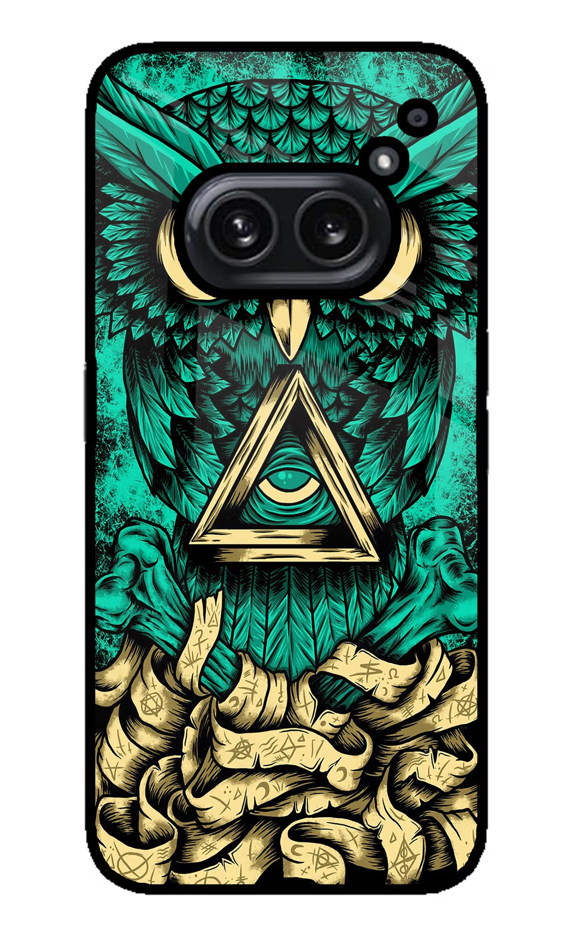 Green Owl Nothing Phone 2A Plus Glass Case Back Cover by Casekaro