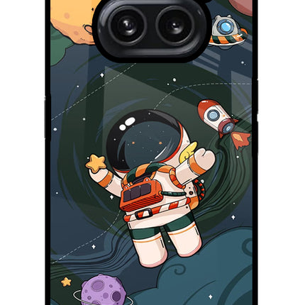 Cartoon Astronaut Nothing Phone 2A Plus Glass Case Back Cover by Casekaro