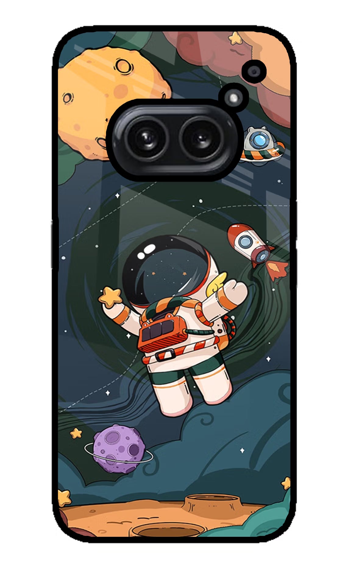 Cartoon Astronaut Nothing Phone 2A Plus Glass Case Back Cover by Casekaro