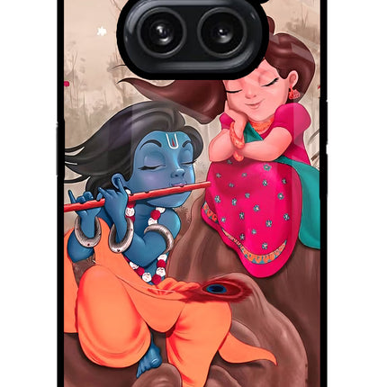 Radhe Krishna Nothing Phone 2A Plus Glass Case Back Cover by Casekaro