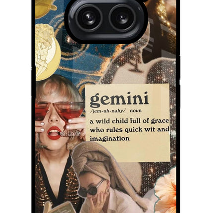 Gemini Zodiac Nothing Phone 2A Plus Glass Case Back Cover by Casekaro
