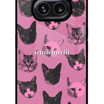 Pink Cats Nothing Phone 2A Plus Glass Case Back Cover by Casekaro