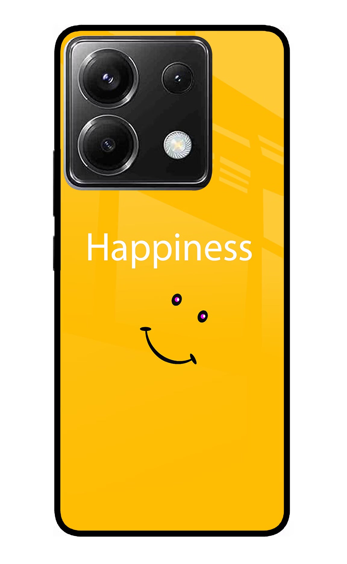 Happiness With Smiley Poco X6 Glass Case Back Cover by Casekaro
