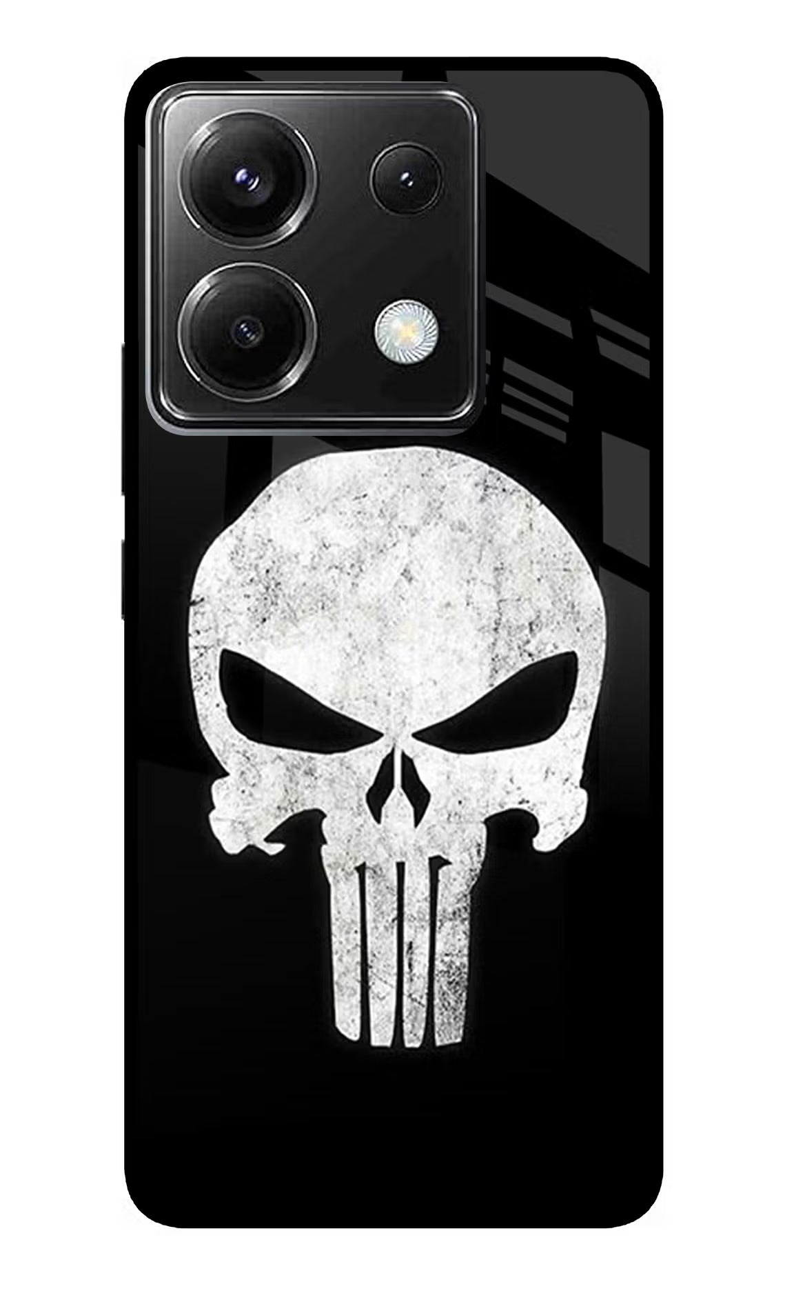 Punisher Skull Poco X6 Glass Case Back Cover by Casekaro