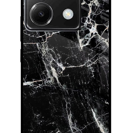 Black Marble Texture Poco X6 Glass Case