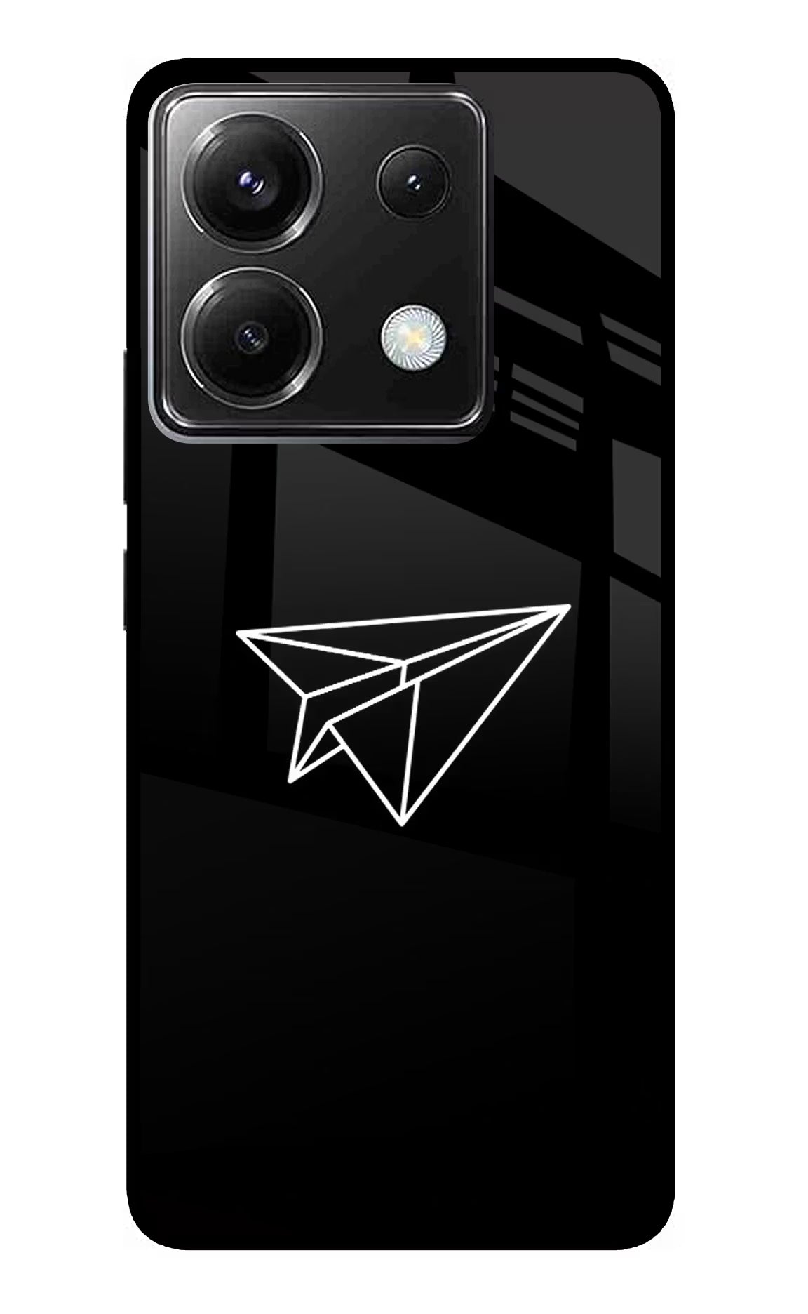 Paper Plane White Poco X6 Glass Case Back Cover by Casekaro