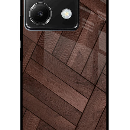 Wooden Texture Design Poco X6 Glass Case Back Cover by Casekaro
