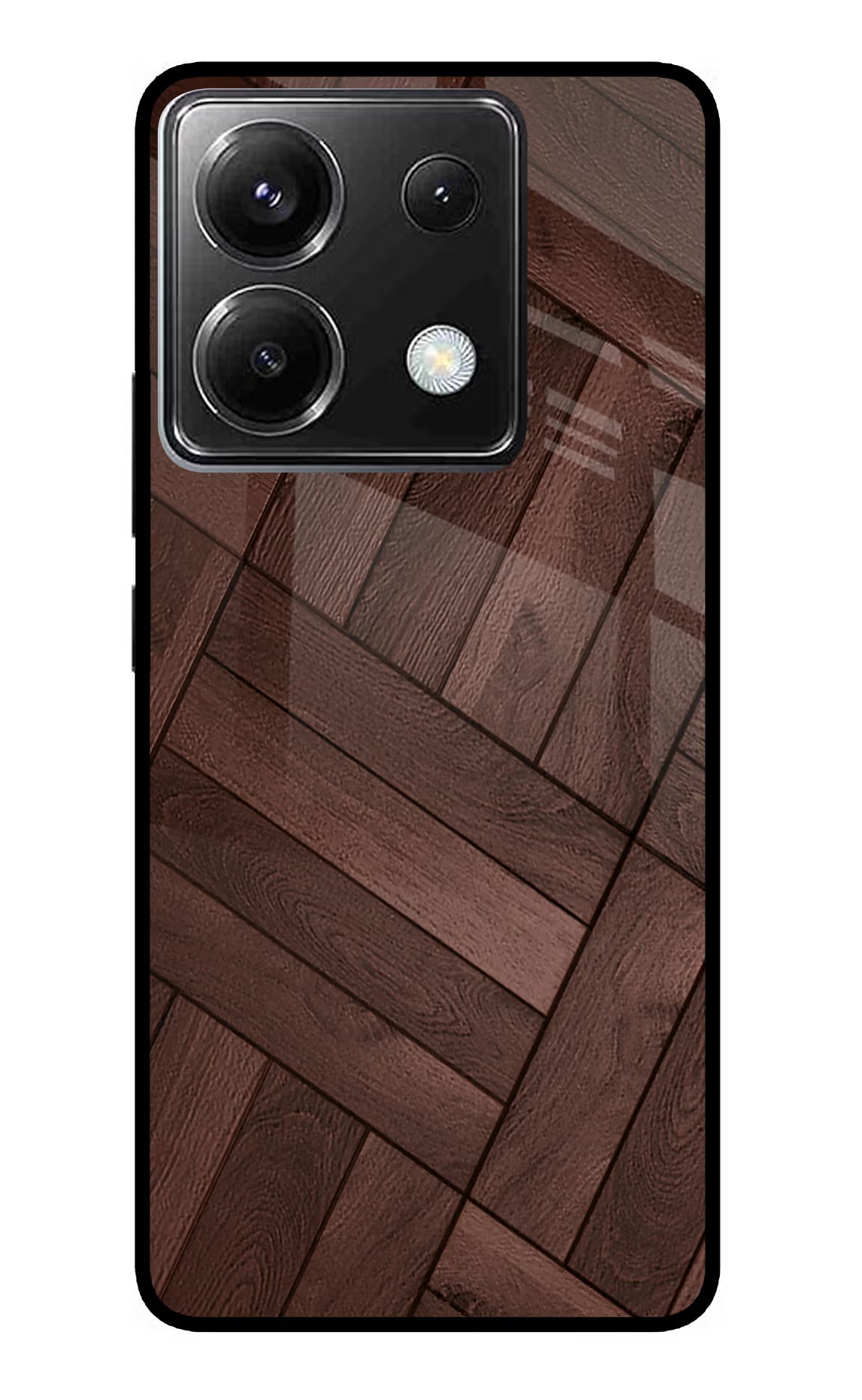 Wooden Texture Design Poco X6 Glass Case Back Cover by Casekaro