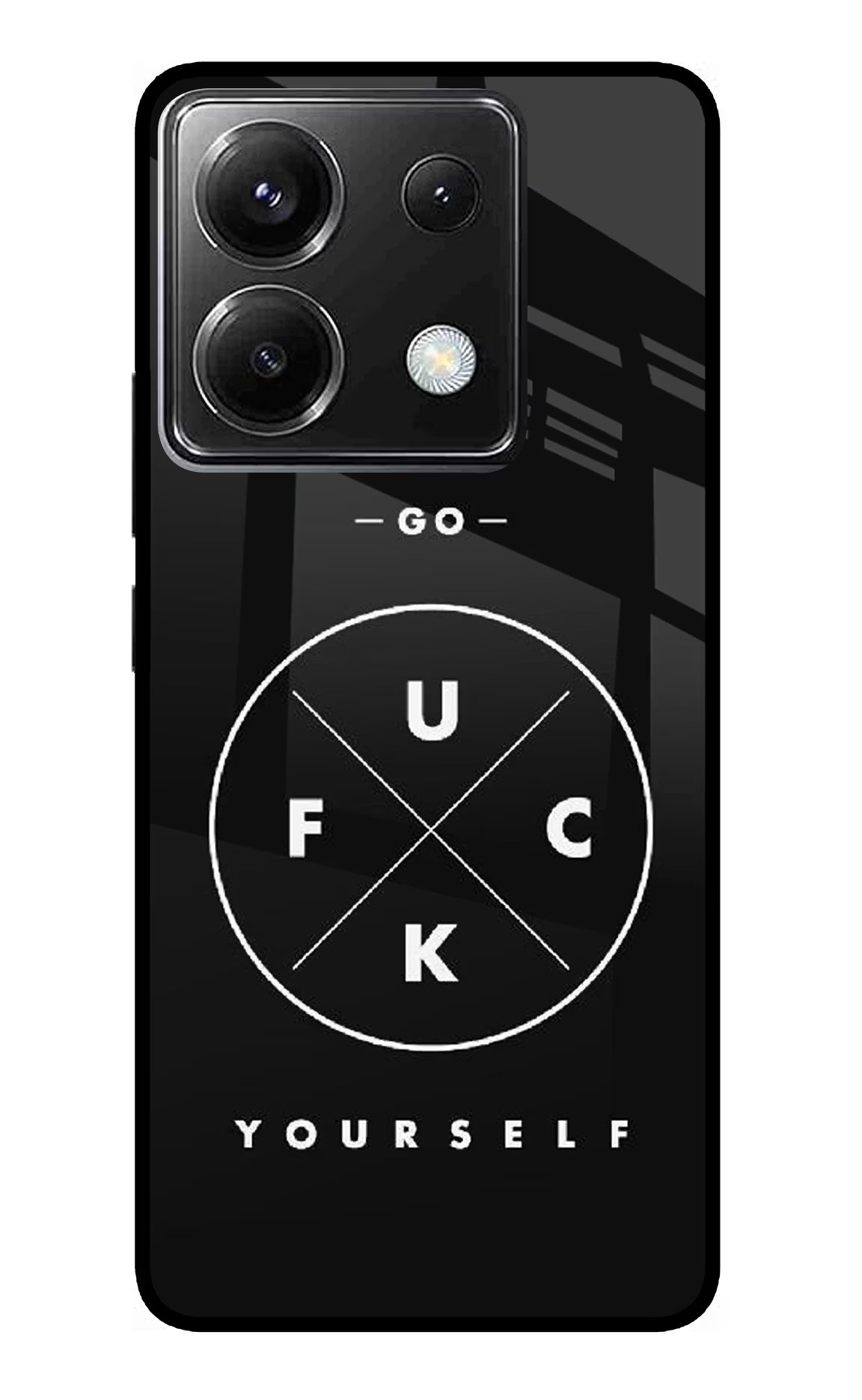 Go Fuck Yourself Poco X6 Glass Case Back Cover by Casekaro