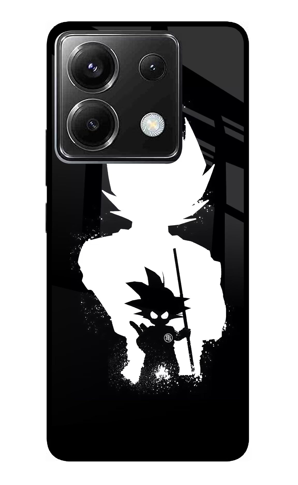 Goku Shadow Poco X6 Glass Case Back Cover by Casekaro