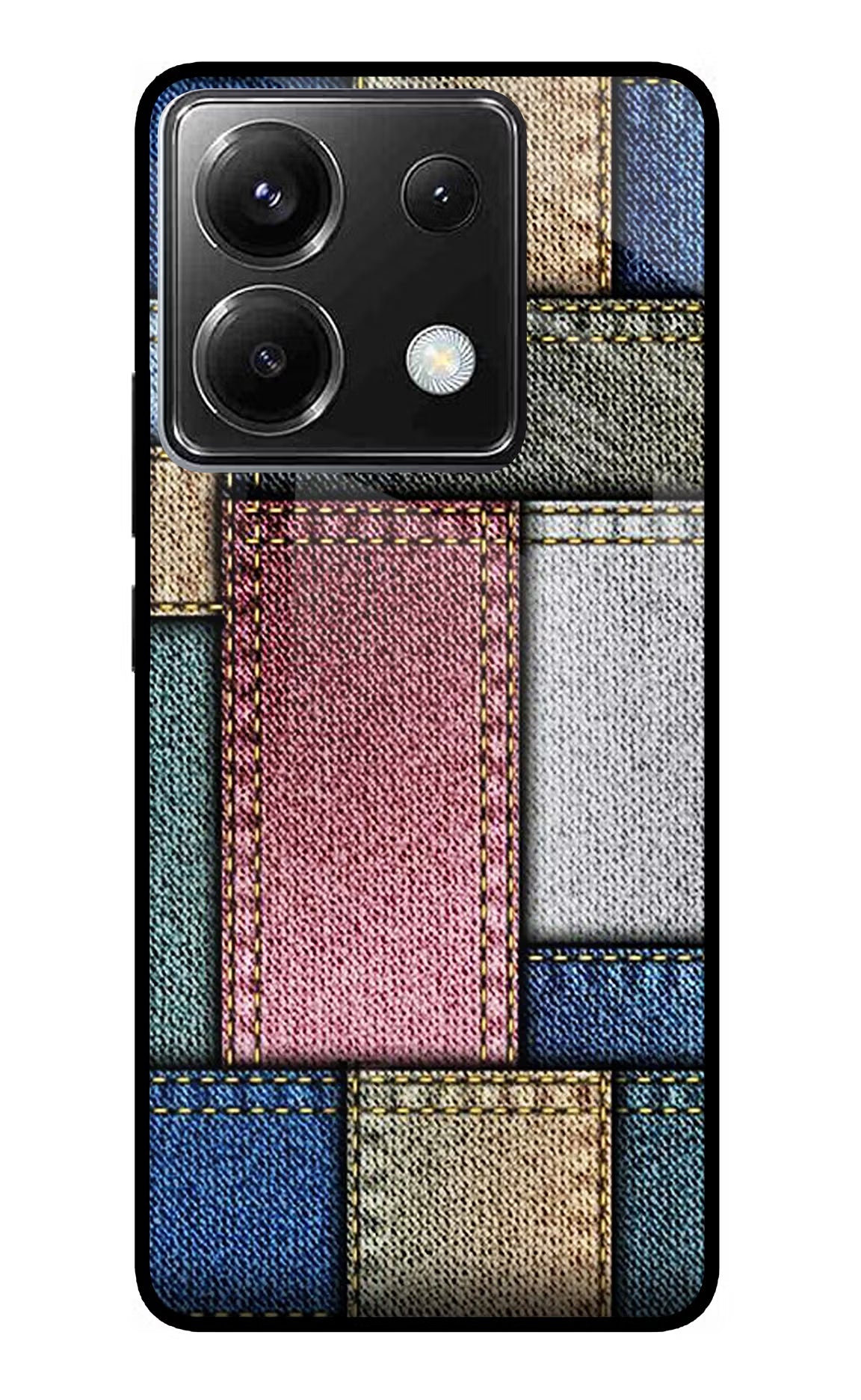 Multicolor Jeans Poco X6 Glass Case Back Cover by Casekaro